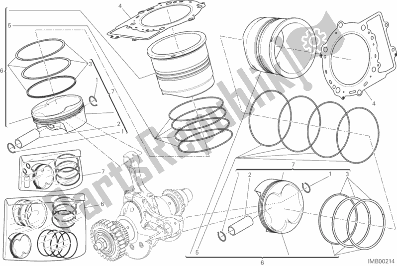 All parts for the Cylinders - Pistons of the Ducati Superbike 1299 ABS USA 2016